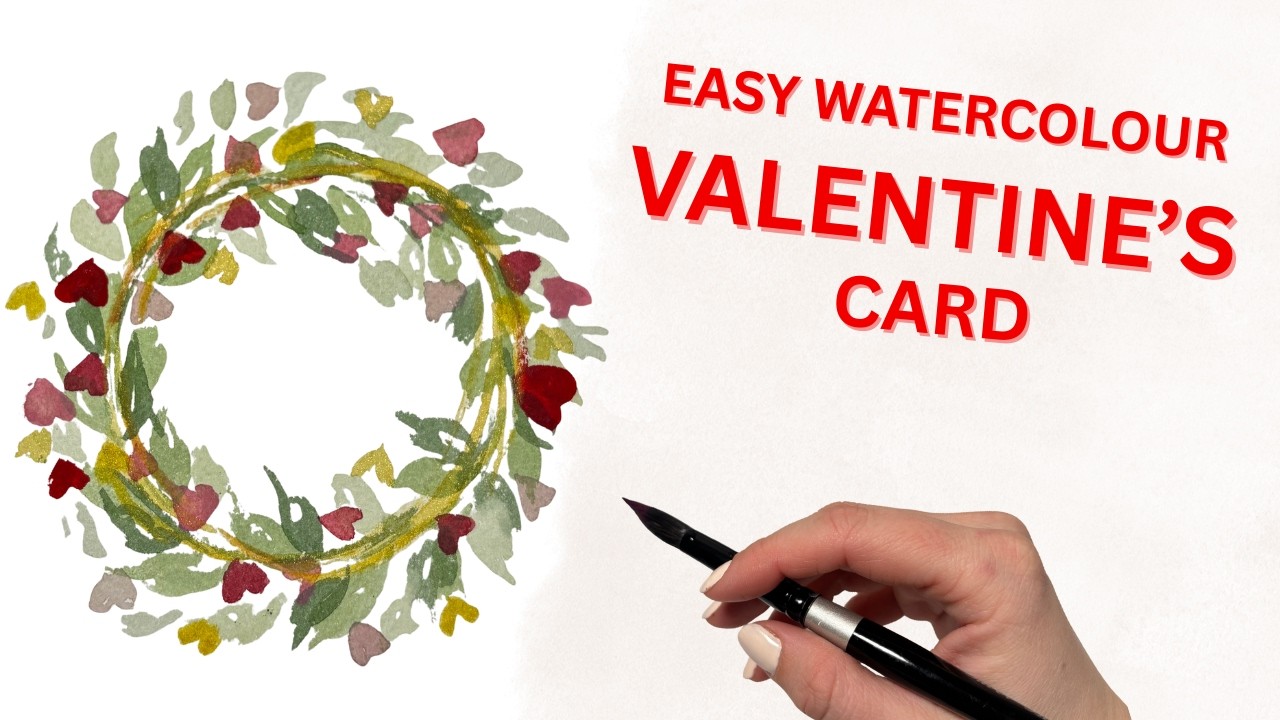 Easy Watercolour Heart Wreath | Valentine’s Card Tutorial