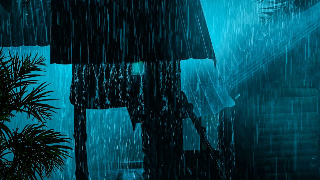 GOODBYE INSOMNIA with HEAVY RAIN & THUNDER GROWLS on a Stale Tin Roof in Foggy Murky Forest at Night