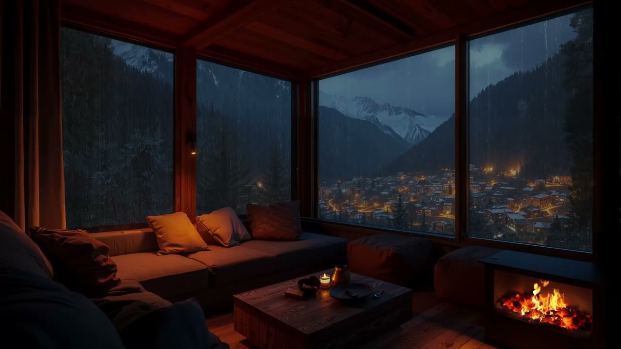 Fireplace and Rain Sounds for Sleeping for a Stress-Free, Restful Night 🌧️