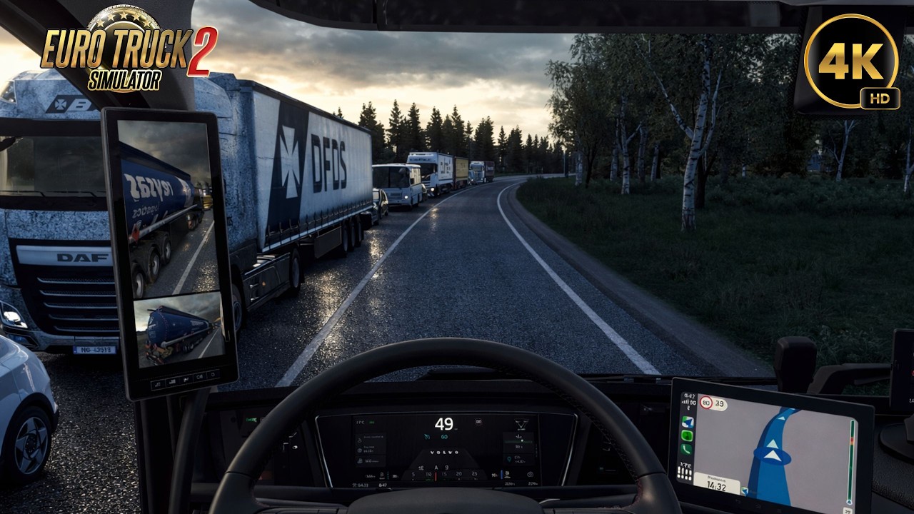 ETS2 1.58 POV 4K gameplay featuring Volvo with Next-Gen Physics Mod