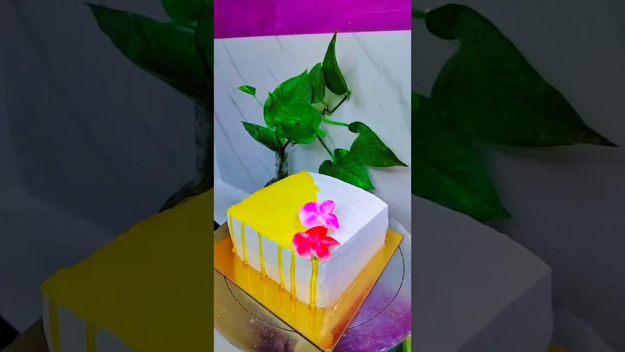 Square shape Mango flavor cake design🥭🧁#ytshorts#Square shape cake#viral vedio#Mango flavor#shorts