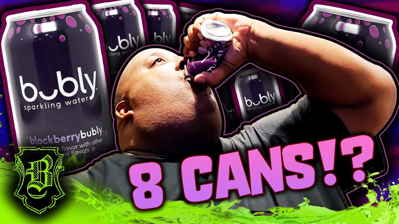 Attempting 8 Cans of Blackberry Bubly Water in Under a Minute! (T-Rex Burps!!!)