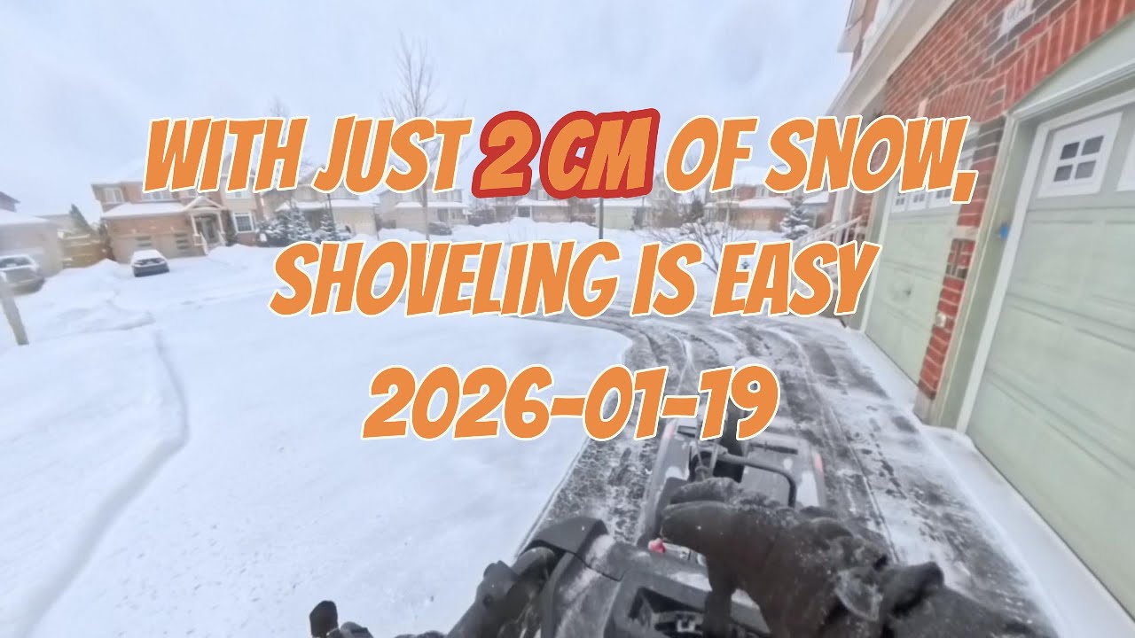 With just 2 cm of snow, shoveling is easy and effortless. Ontario ON 2026-1-19
