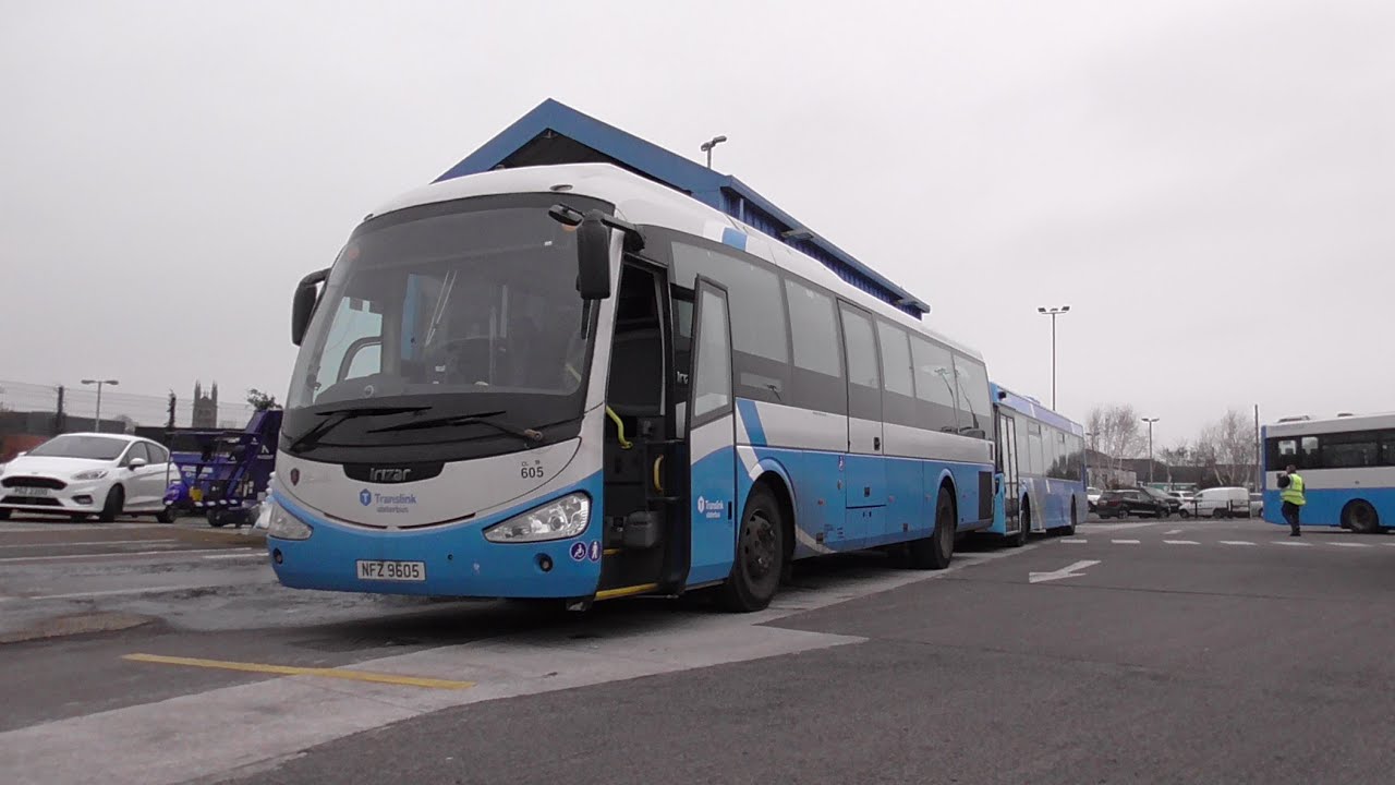 A tour on SCANIA IRIZAR bus Translink ulsterbus 605 parked at Coleraine.