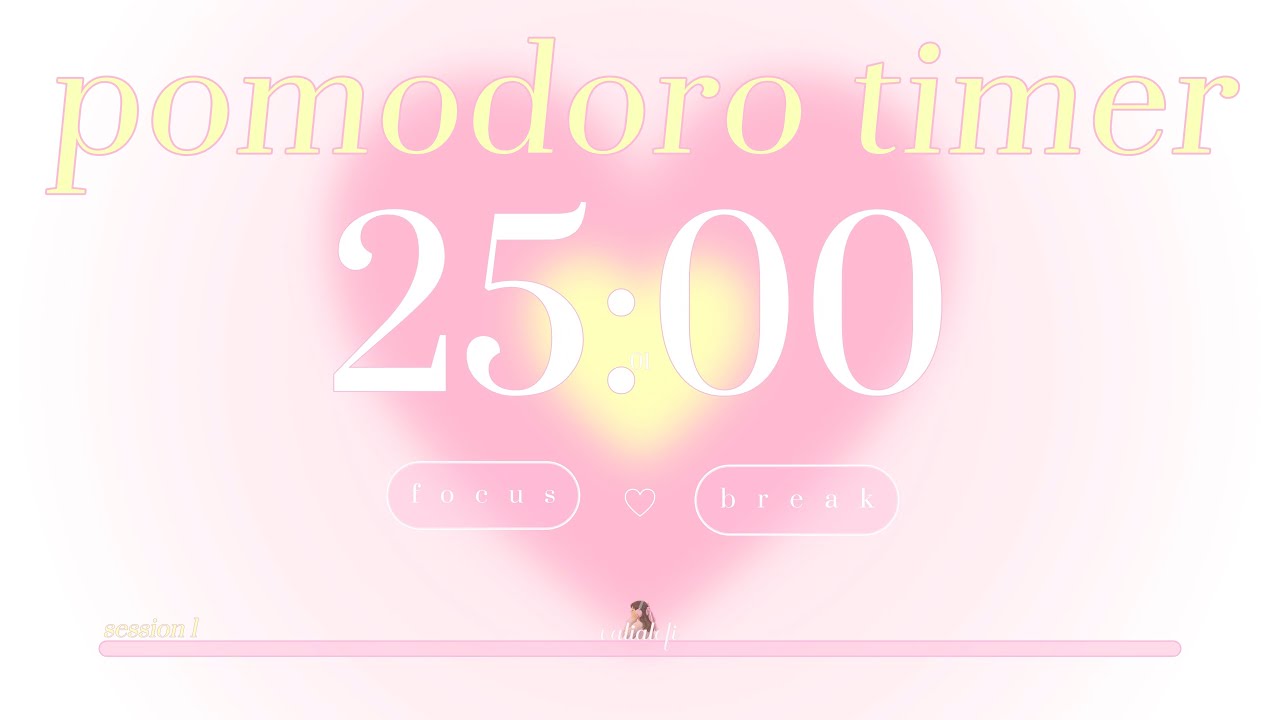 25/5 pomodoro timer with lofi music ♡ | study with me · pomodoro technique · aesthetic · pink aura