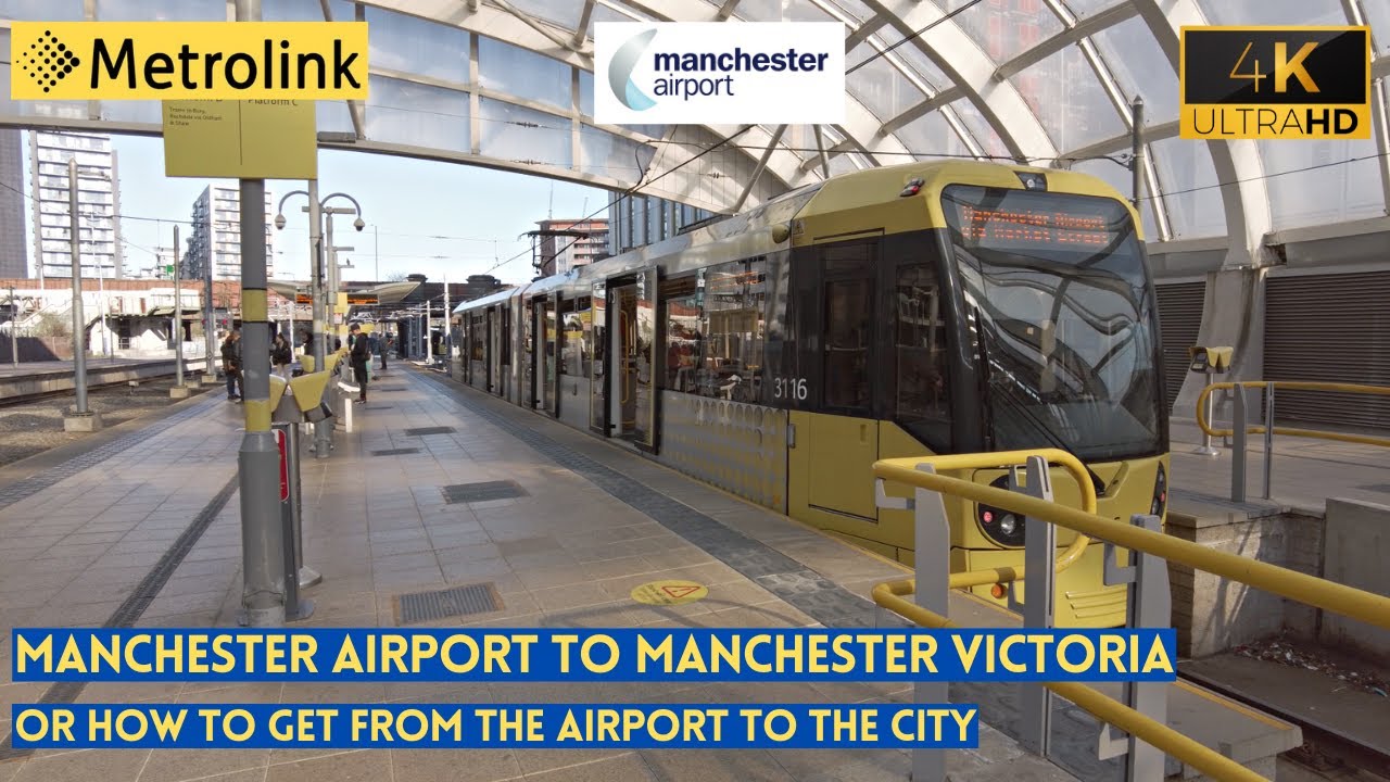 Manchester Airport to City Centre by Tram 🇬🇧  FULL GUIDE | Manchester Metrolink Navy Line [4K]