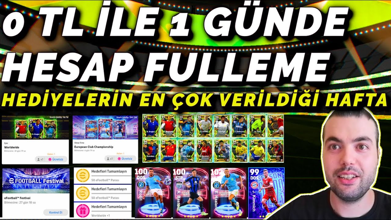 0 TL İLE 1 GÜNDE HESAP FULLEME #6 HEDİYELERİN EN ÇOK VERİLDİĞİ HAFTA ( eFootball 2023 Mobile )