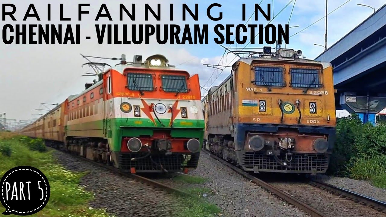 13 In 1 HIGH SPEED TRAINS In Chennai - Villupuram Section || Part -5 || WAP1 +WAP4 +WAP7|| ICF & LHB