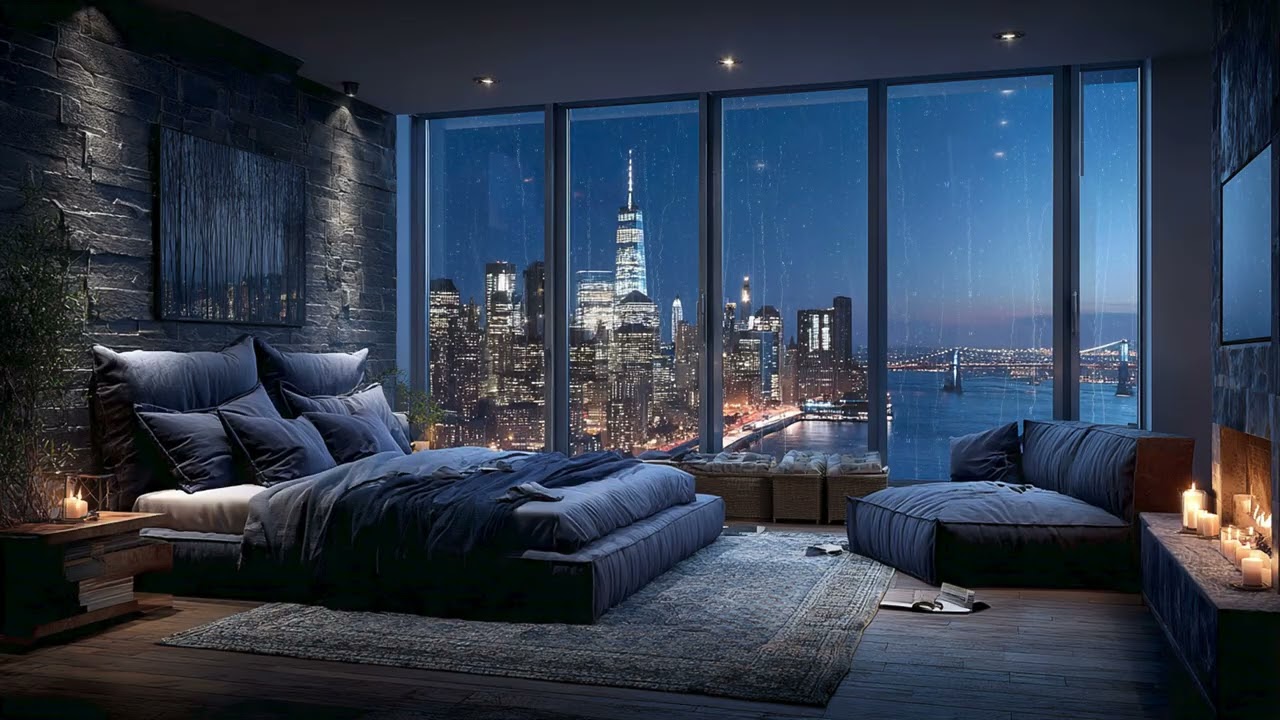 Cozy Midnight Rain in New York City Ambience for Sleeping, Calm Study and Peaceful Relaxation