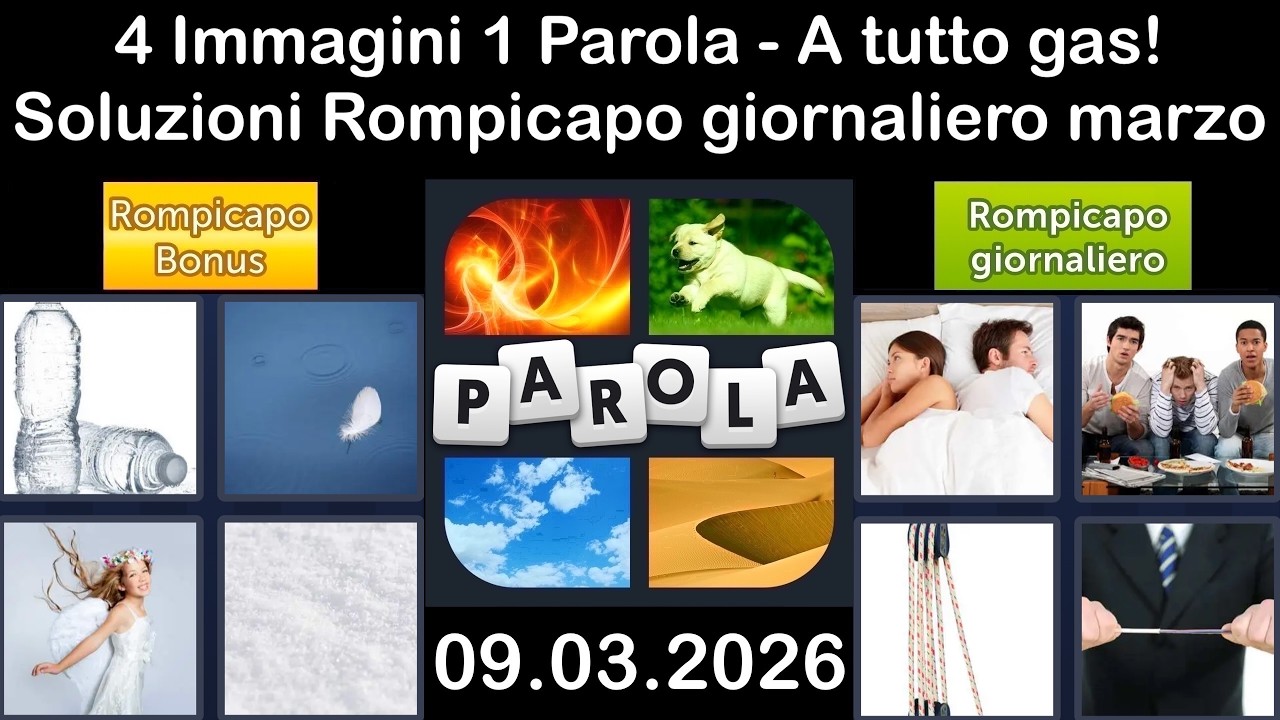 4 Immagini 1 Parola – Rompicapo Giornaliero Soluzione 09.03.2026 - A tutto gas! - Marzo 2026