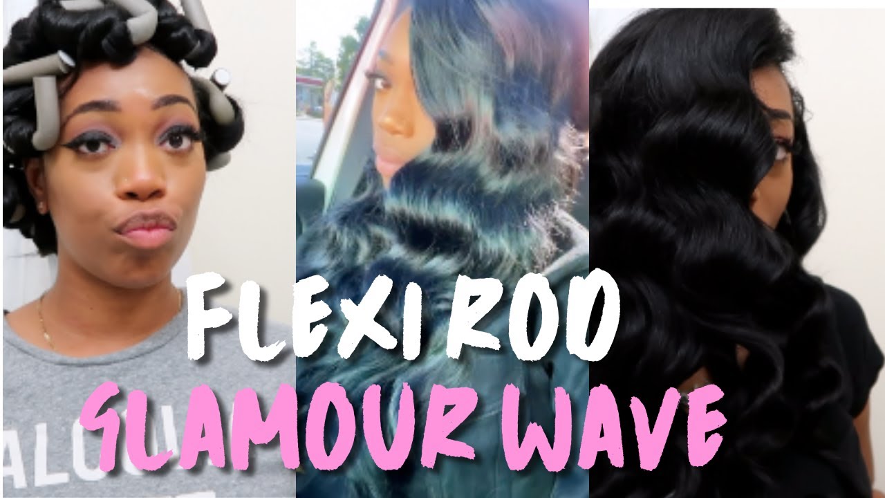 FLEXI ROD TUTORIAL | GLAM WAVES | NO HEAT CURLS | FLEXI RODS ON WEAVE| NIGHTLY HAIR ROUTINE!