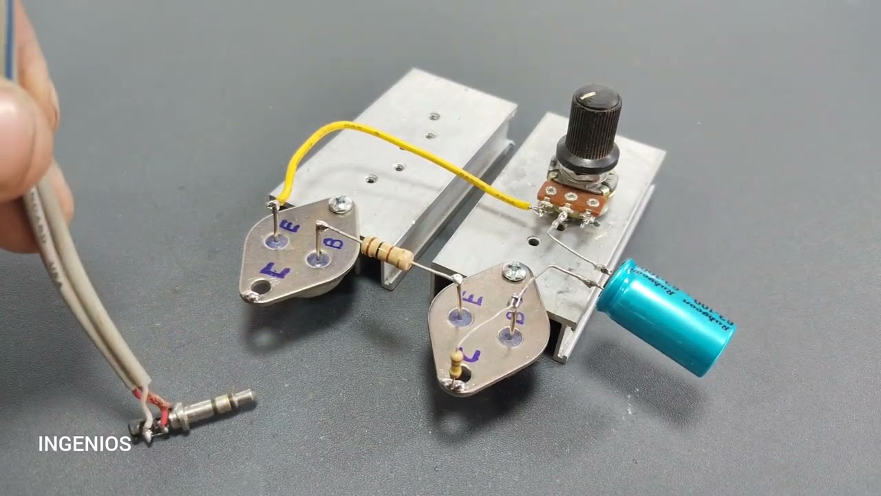 Como Hacer Mini Amplificador clase A con Transistor 2N3055 x 2 muy fácil