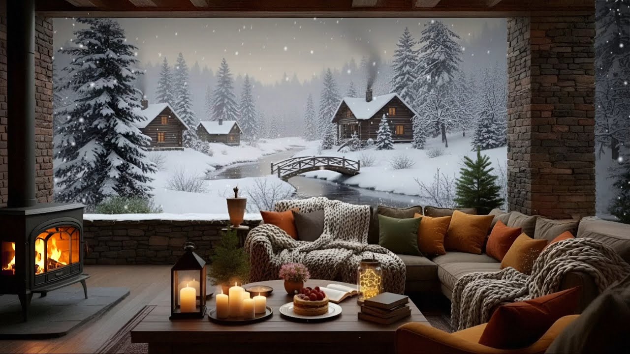 Snowfall Serenity | Cozy Cabin Jazz by the Fireplace for Deep Relax & Focus