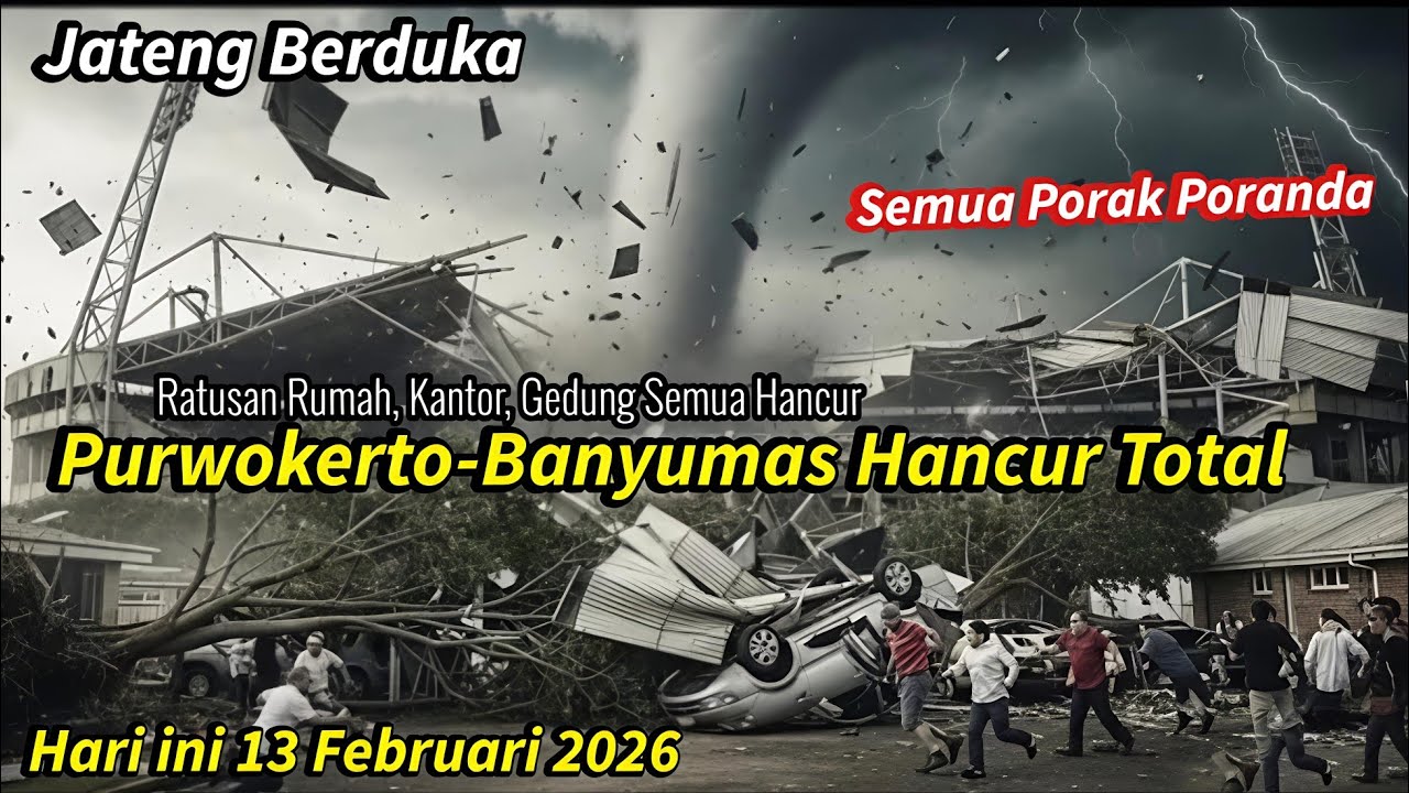 DETIK² TORNADO NGAMUK KOTA PURWOKERTO-BANYUMAS, RATUSAN RUMAH,GEDUNG & MOBIL HANCUR,13 FEBRUARI 2026