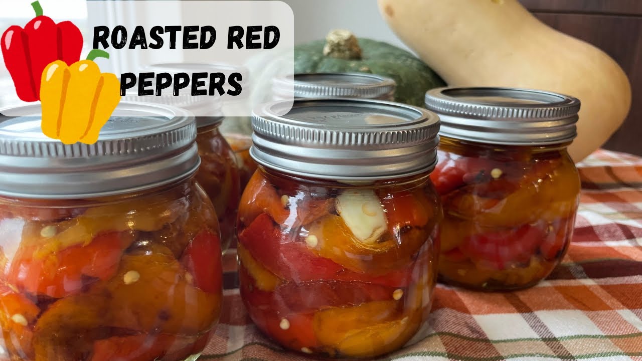 Delicious Homemade Roasted Red Peppers Preserved In Jars!