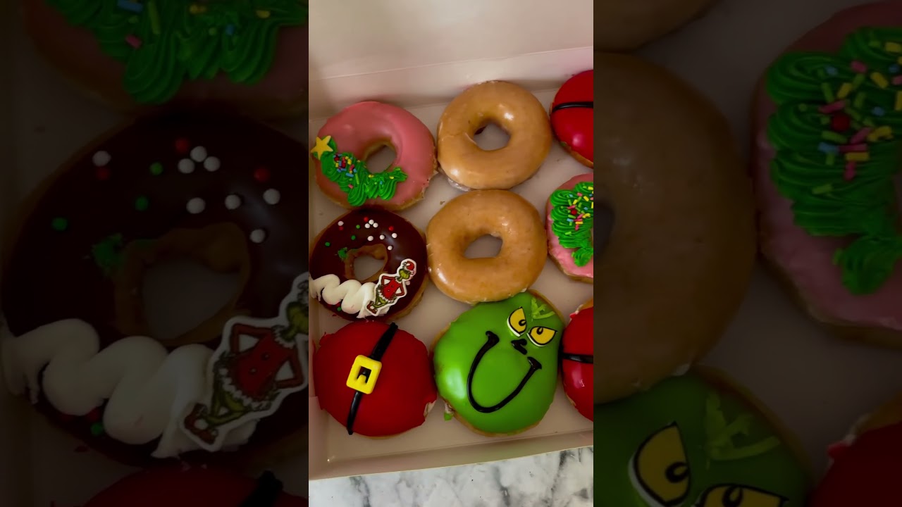 Krispy Creme Doughnuts | Christmas donuts with Grinch