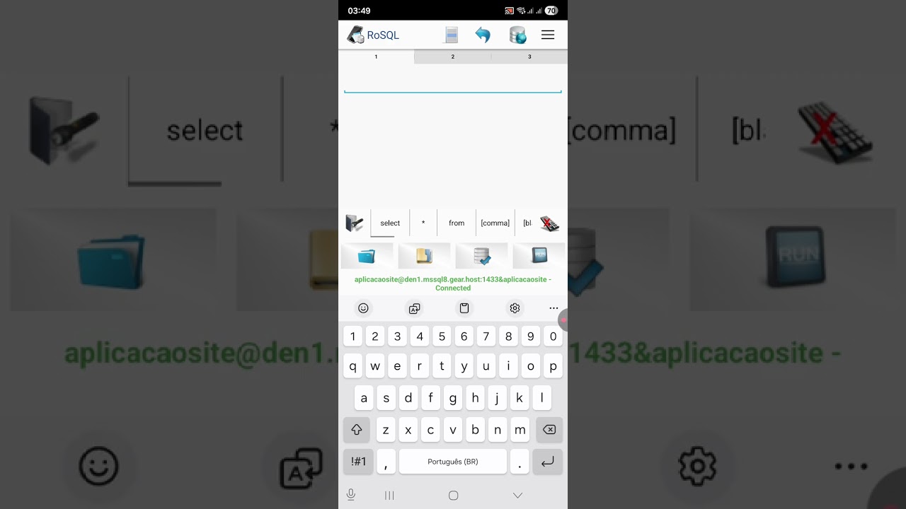 Query através do celular usando o aplicativo RoSQL