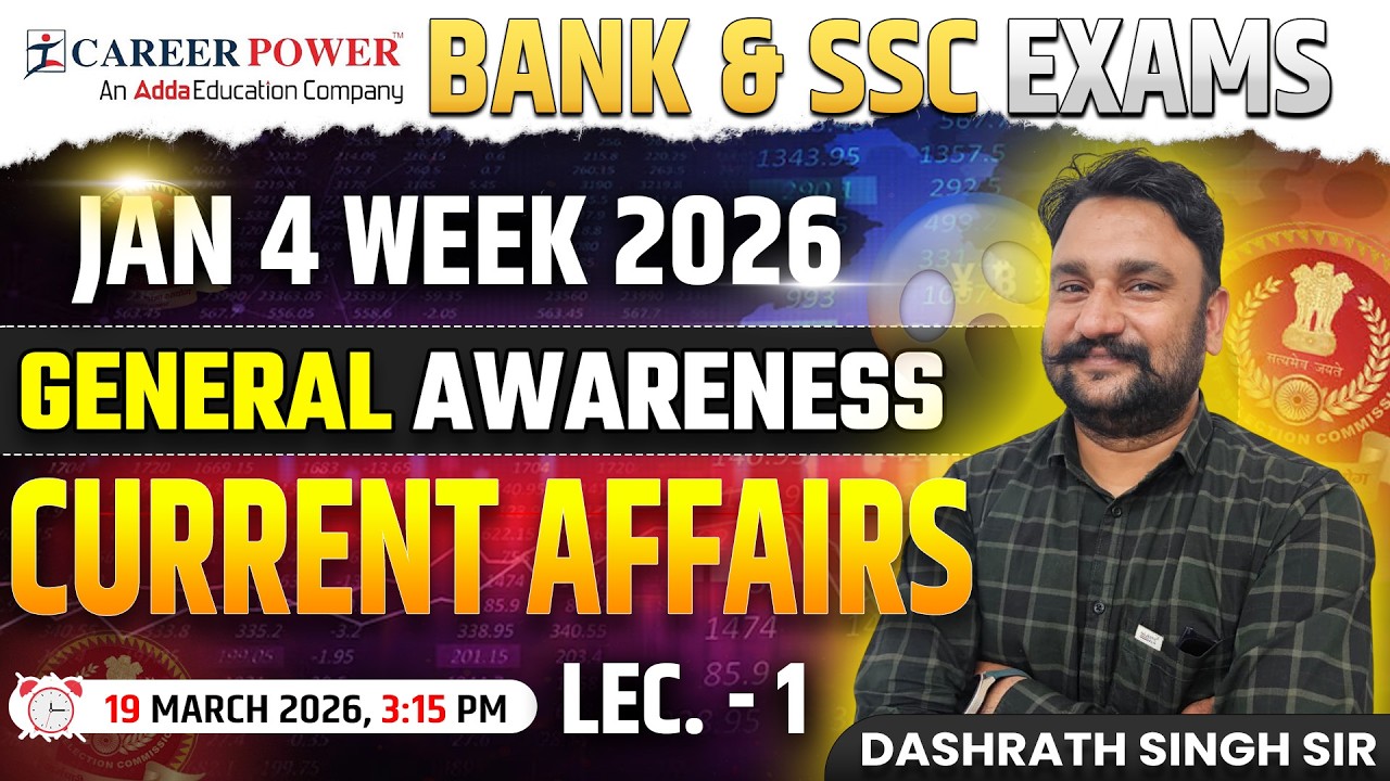 Current affairs January 2026 | Lec. 1 | Career Power Jodhpur | 4th Week | by Dashrath Singh Sir