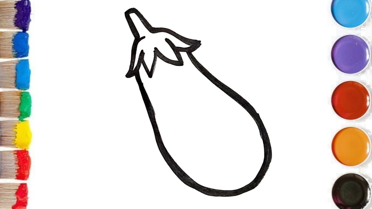 Berinjela 🍆 desenho e colorir para pré-escola e crianças