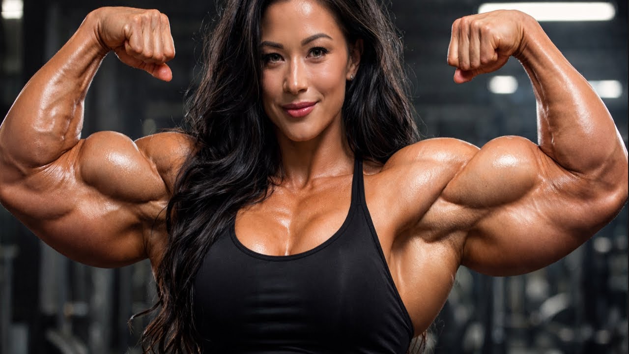 AN AMAZING CHIENESE FEMALE BODYBUILDER WITH GREAT MASSIVE BICEPS : BIAN YUING