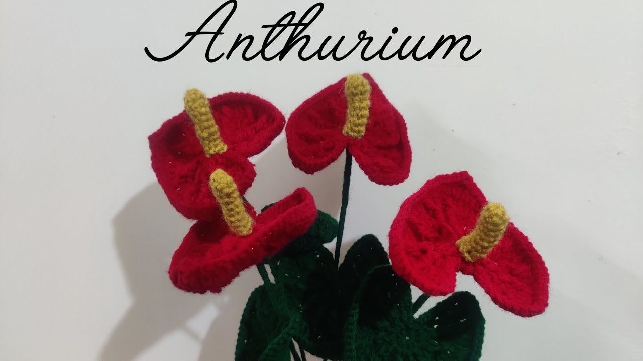 A For Anthurium| Alphabet Series Flowers|#crochetflowers #anthurium #anthuriumcrochet #turorial 