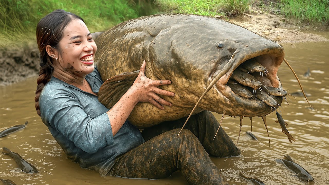 Harvest a Monster Catfish & Huge School of Loaches in the Pond by Hand to Sell at the Fish Market
