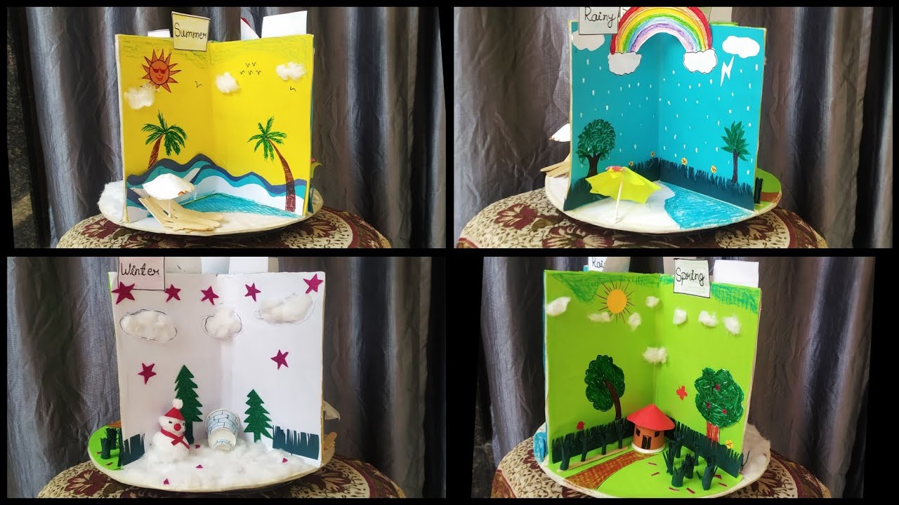 Seasons model for school project | How to make seasons model| 3D model for four seasons||