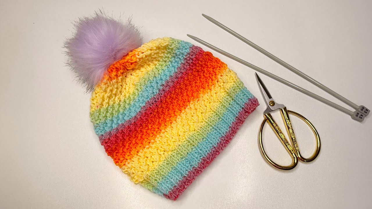 آموزش بافت کلاه دومیل بافی | knitting hat
