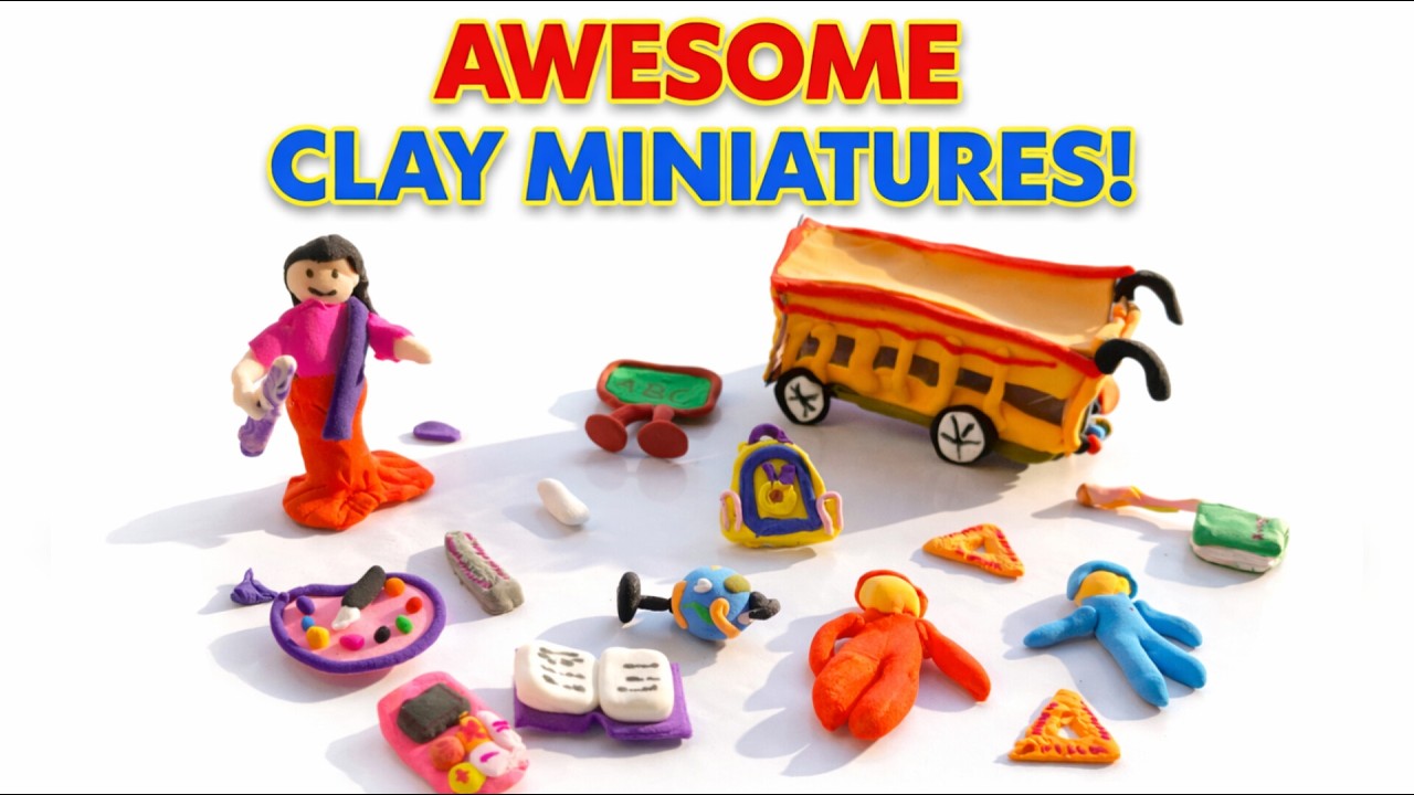 Diy how to make polymer clay school bus and items