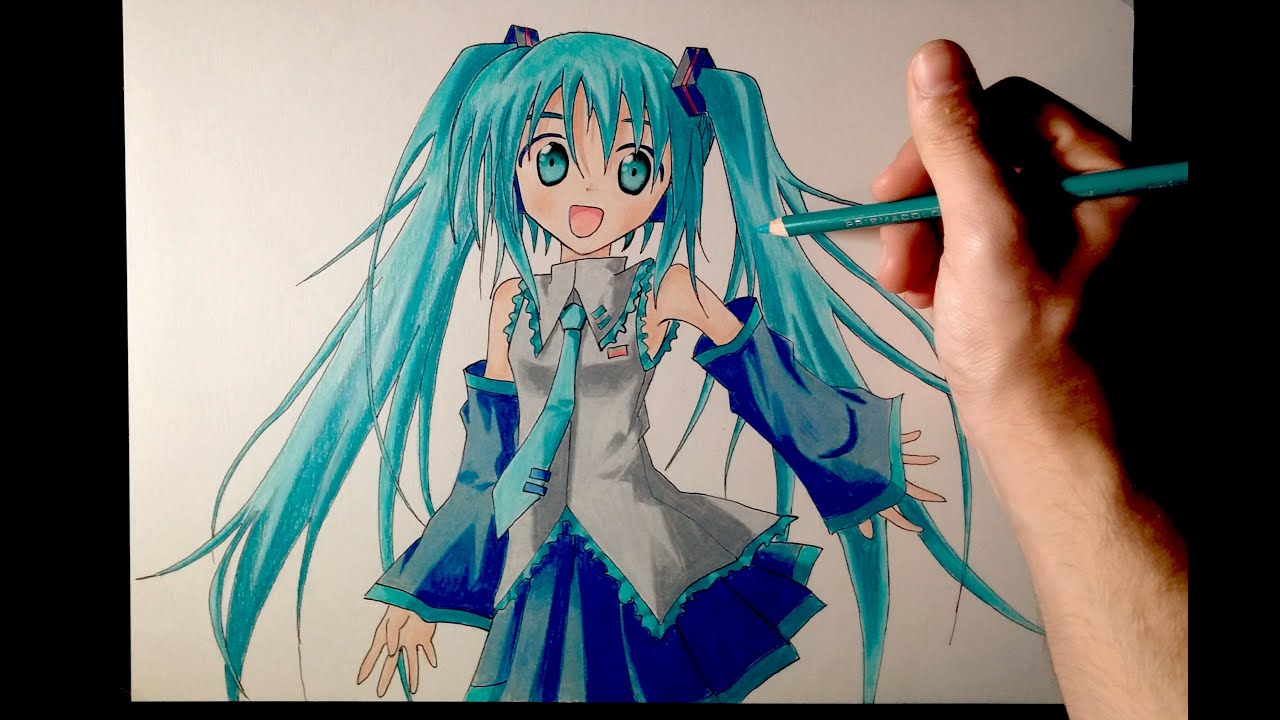 Cómo dibujar a Hatsune Miku con lápices de colores | Tutorial
