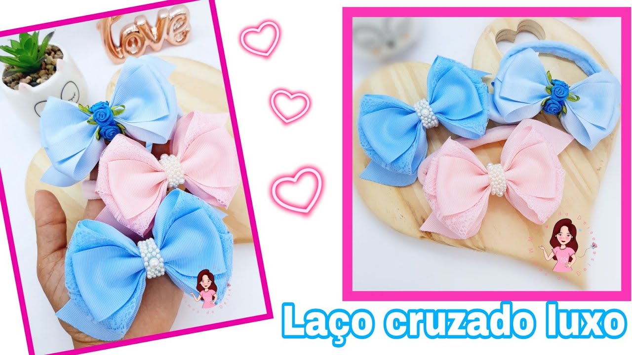 Laço cruzado luxo para iniciantes 🎀 Diy ribbon bow hair @mimosdadeise_1314