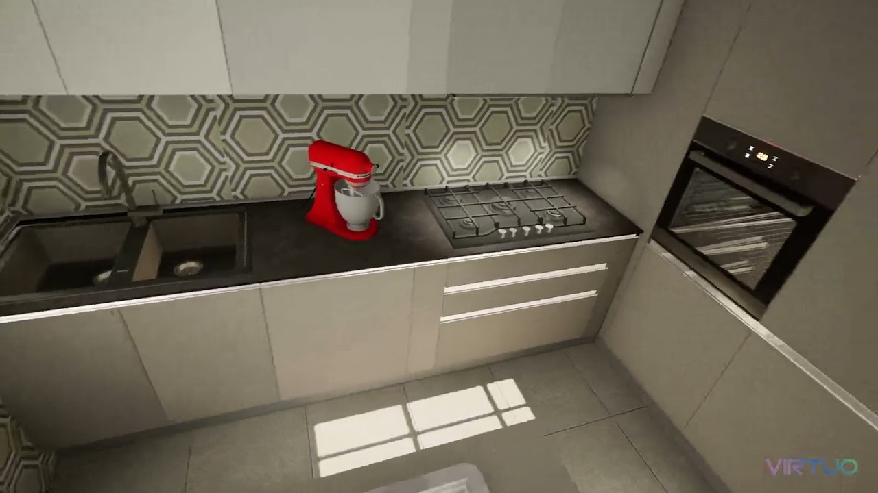 Cucina angolare con tavolo snack
