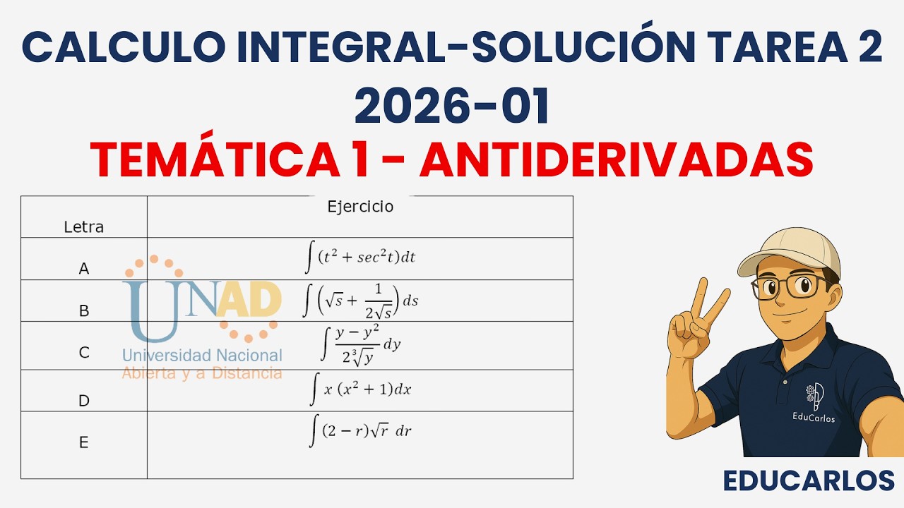 Temática 1 – Antiderivadas Solución Tarea 2 | Calculo Integral (2026-01)  | UNAD.