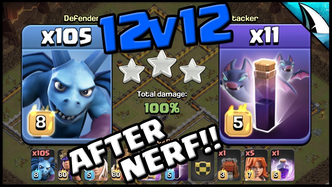 *NO WAY* 105 Minions + 11 Bat Spells | After Nerf!! | 12v12 | Clash of Clans