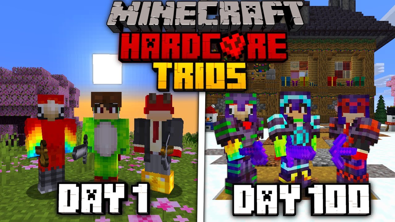 Мы выжили 100 дней в режиме TRIO Hardcore Minecraft...