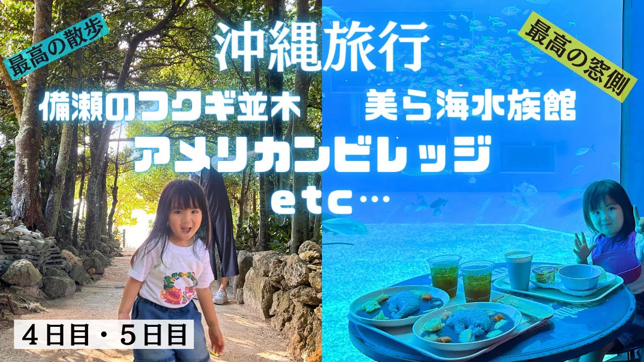 【３歳】沖縄旅行最後はオススメ詰め合わせ😆琉球ガラス工房匠石川本店、美ら海水族館、備瀬のフクギ並木、アイスクリンカフェアーク、アメリカンビレッジ｜4泊5日｜okinawa travel vlog