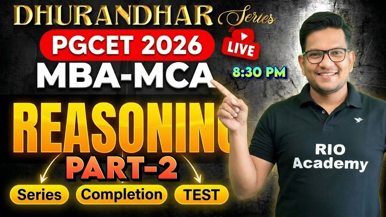 PGCET - MBA  MCA 2026 | REASONING | Series Completion Test  Part-6  #pgcetexam2026