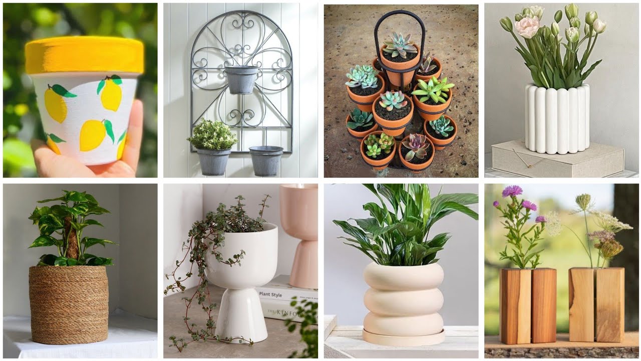 أفكار💡لصنع اصيص نباتات ☘️ لتزيين بيتك الصالة #diy #craft #idea #home #deco#flowerpot