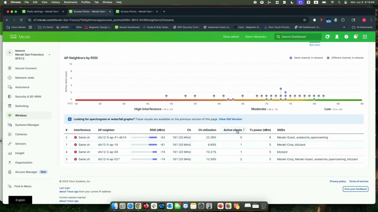 Demo  - RF Optimization (Meraki & AI RRM)