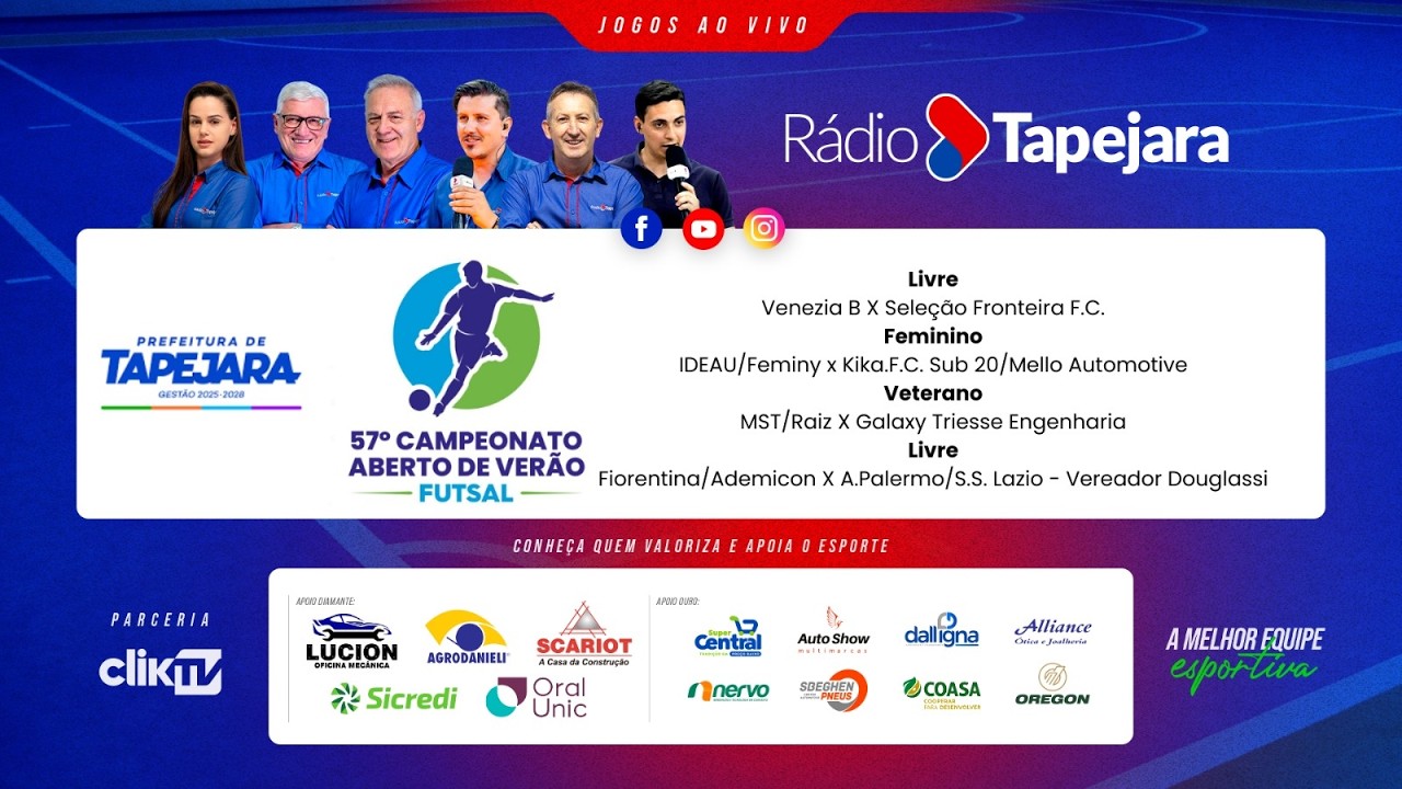 NONA RODADA 57º CAMPEONATO ABERTO DE VERÃO DE FUTSAL DE TAPEJARA - TAÇA PAULO GARDELIN⚽🏆