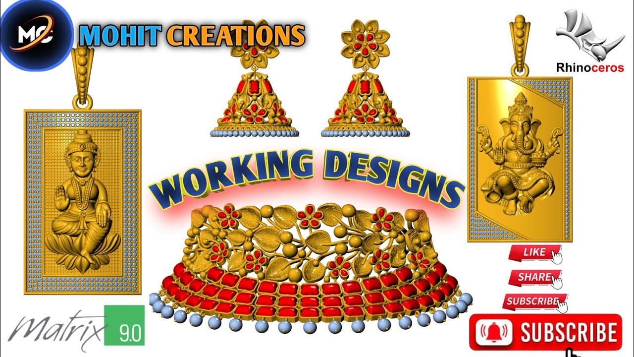 Mohit Creations working designs //photo video #matrix9#rhino5#jewellery#caddesign#cad#mohitcreations