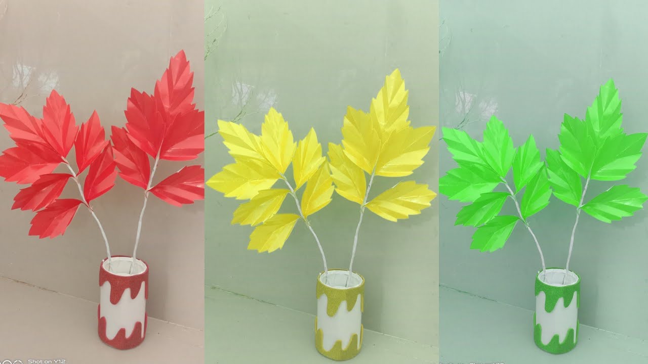 Dekorasi kemerdekaan Membuat pohon dari kertas | Vas bunga dari Kaleng bekas  Paper leaves Tutorial