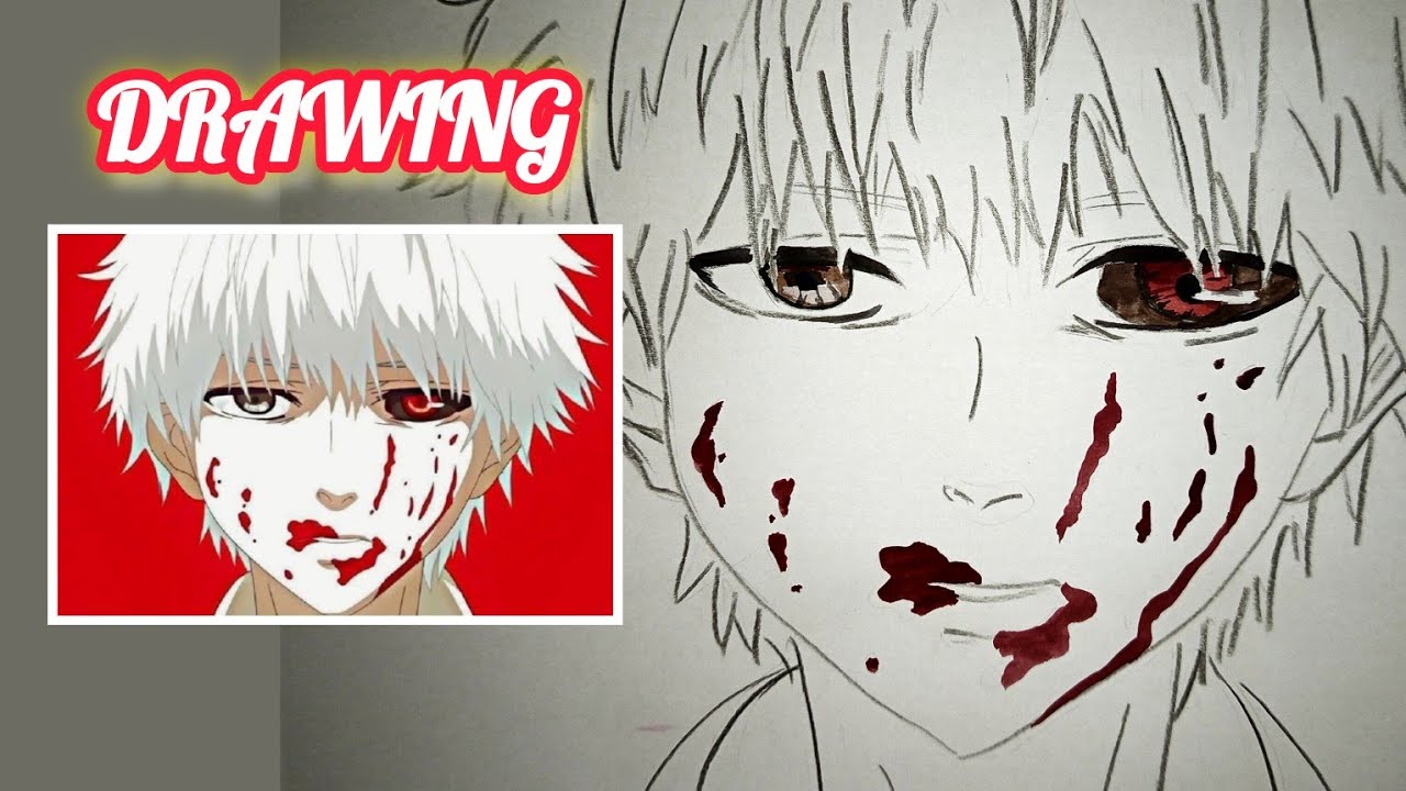 How to Drawing kaneki in Anime tokyo ghoul ||kaneki ||Anime drawing||Satoru|| sketck || طراحی کانکی