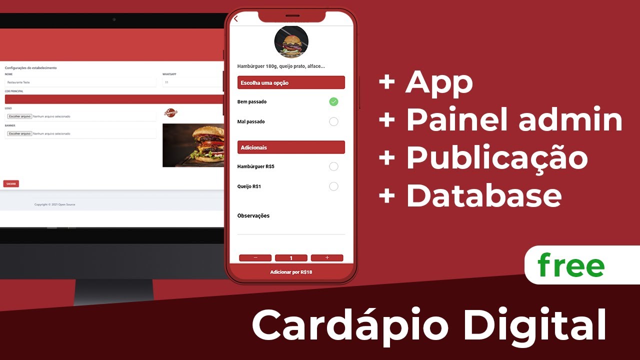 Cardápio Digital (App + Painel administrativo) - Como instalar, configurar e publicar de graça