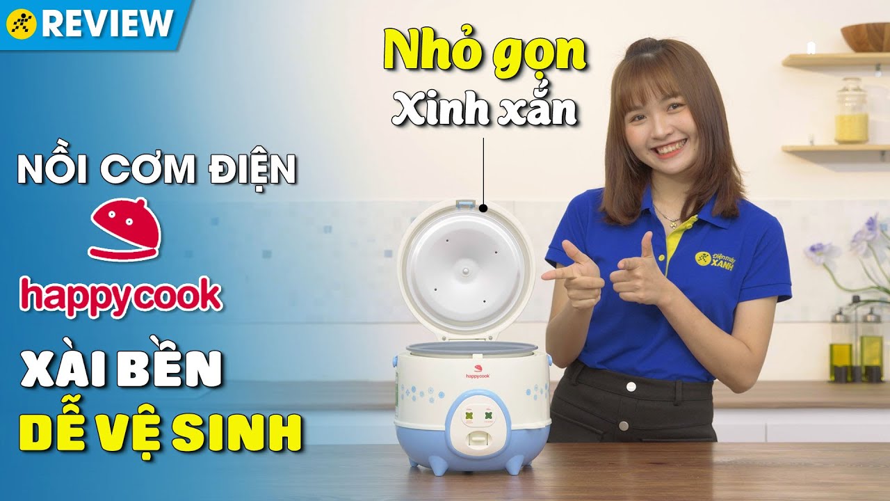 Nồi cơm điện Happycook: Ngon cơm, được sản xuất từ Indonesia (1.2 l&iacute;t HC-120-Xanh) &bull; Điện m&aacute;y XANH