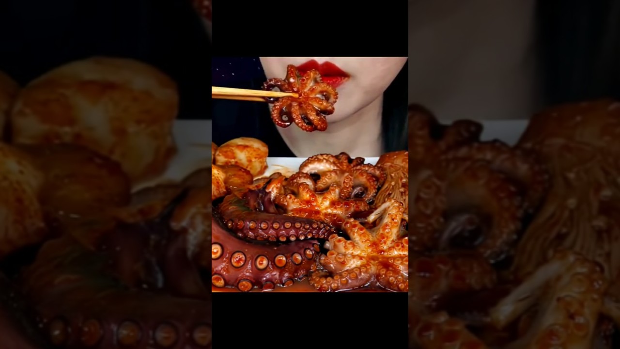 compilation asmr baby octopus 🦑🐙 #eatingsounds #food #mukbang #asmr #octopus