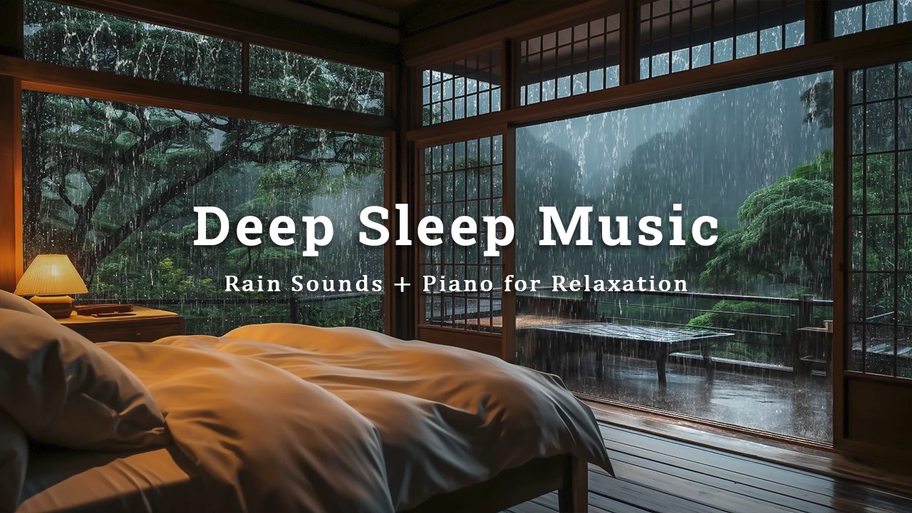 Peaceful Rainy Night Piano for Stress Relief - Cozy Bedroom On Rainy Day to Reduce Insomnia