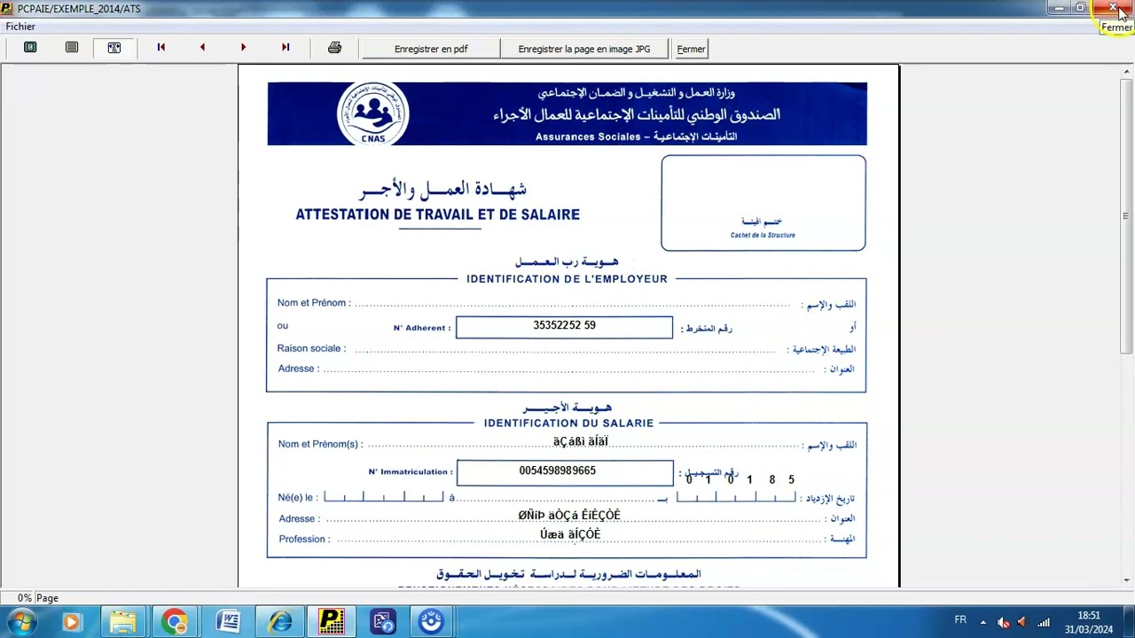 ATS  COMMENT INTEGRER   LE NOM DE L'EMPLOYEUR  ET AUTRES   CHAINE AHMED /DLG