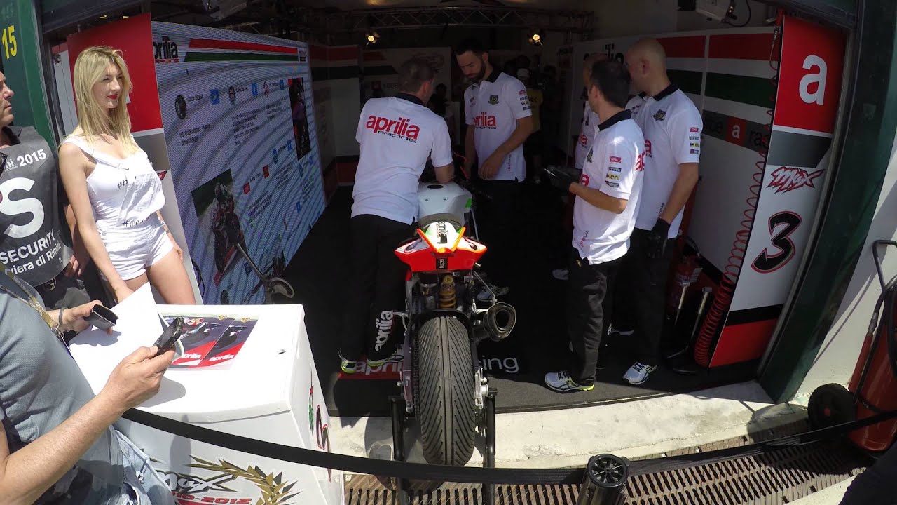 SBK World Championship Misano 2015. Max Biaggi Aprilia. Engine sound. GoPro4. 4K