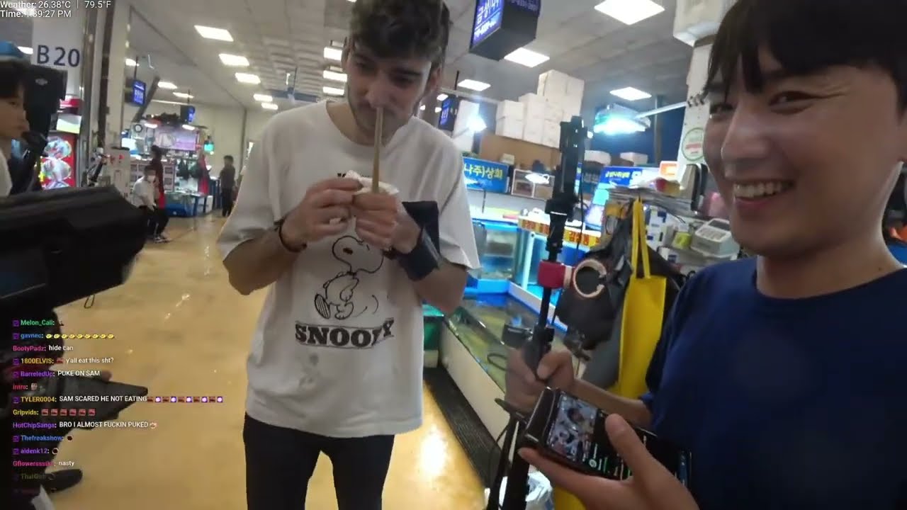 ice poseidon visits Korean fish market and eats live octopus in  #korea #travel
